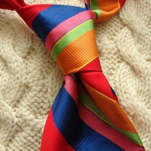 Breuer tie multicolor stripe silk 58" x 4"